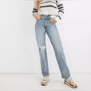 Madewell Women's The Mid High Rise Perfect Vintage Jean Distressed Blue Size 29